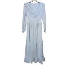 Anthropologie Patrons Of Peace Small Womens Cottage Core Maxi Dress New Blue