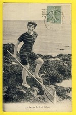 Old postcard stamp ST BREVIN les PINS FISHERUSE à la CRIMETTE au Bord de l'Océan HAVENEAU