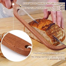 Trancheuse à pain professionnelle lame en acier inoxydable avec manche en bois