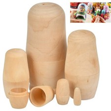 Wooden Trundle Dolls Unpainted Russian Dolls Set of 6 Emp...