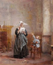 Child Good Sister Soup Boiled Meal Childhood Study Painting Vincent CHEVILLARD