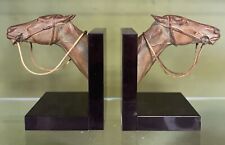 Pair Greenhouse Books Horse Horses Art Deco Patina Bronze Horse Bookends