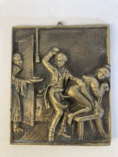 Plaque Médaille Erotisme Pornographie Scène Bronze Doré ? Insolite 