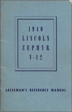 1940 Lincoln Zephyr Et Continental Données Livre Dealer Album Options Lunettes