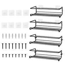 Étagère à épices - Durable - Métal - Noir - 4 pièces - Installation suspendue