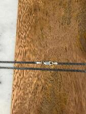 925 Sterling Silver Men's 2.2mm Cuban Chain Oxidized Brush Solid Italy