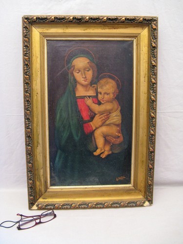 Tableau religieux huile sur