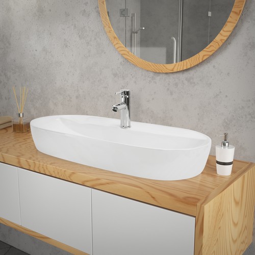 Vasque poser ovale blanc - blanc, en