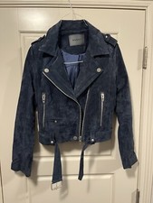 NWOT BLANKNYC Suede Moto Jacket Navy Blue Small Motorcycle RETAIL: $198