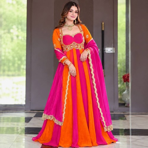 Ensemble anarkali orange - ensemble,