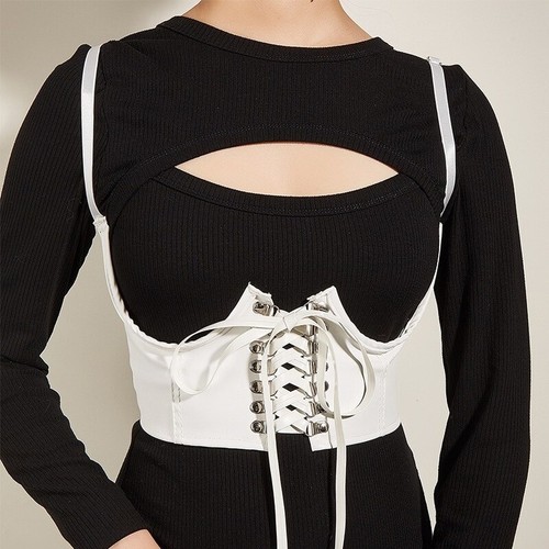 Femme faux cuir - large, corset