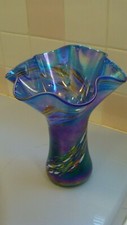 Amazing Hand Blown Colorful Glass Vase 7" x 6.6" and 8.4" tall