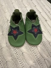 Bobux NWOT Small 3-9 Months Baby Shoes Leather Green Navy Blur Star