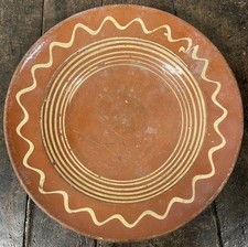 Grand Plat Terre Cuite XIXeme Sud Ouest Ancien Art Populaire Confit Pot