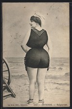 CPA Ostende, Baigneuse 1911 