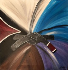 Modern Abstract Acrylic Painting: Evolution in JJB, BJJ, Signed, Akoun Side