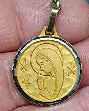 Beautiful Virgin Mary Gold Plated Religious Medal Pendant NIB #56
