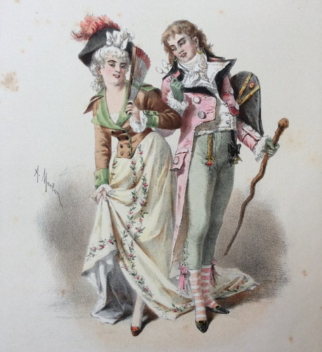 Gravure ancienne colorée - gravure,