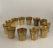 JOLI ECLECTIQUE SERVICE A LIQUEUR 12 GOBELETS - ARGENT MASSIF MINERVE VERMEIL