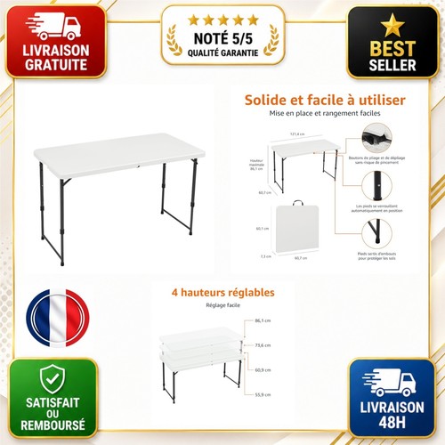 Table pliante rectangulaire - table,