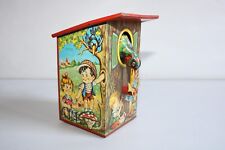 Antique Lithographed Sheet Metal Piggy Bank Toy, Mechanical System, Made in Germany