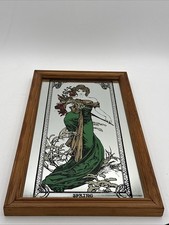 Vintage Framed Alphonse Mucha Art Nouveau Lady Mirror (Spring)