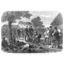 AUSTRO PRUSSIAN WAR Prussian Crown Prince Visiting the Wounded - Old Print 1866