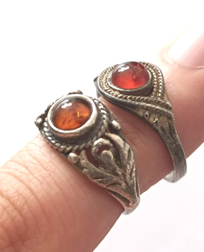 Lot bague argent 925 ambre - 925,