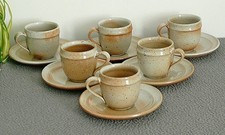 LOT 6 TASSES À CAFÉ + SOUCOUPES EN GRÈS DU MARAIS FRANCE SERVICE TASSE VINTAGE