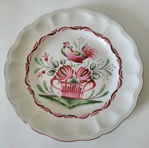 Assiette ancienne coq - coq, –