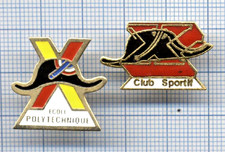 Lot de 2 Pin's Ecole MILITAIRE Polytechnique " X "/ chapeau BICORNE club sportif