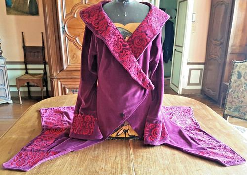 Manteau velours bordeaux - en,