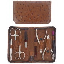 Set Manucure et Pedicure Professionnel 8 pièces en Cuir avec Fermeture à Glissiè