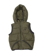 BENETTON Baby Boys Hooded Padded Gilet 18-24 Months Khaki Polyester BO07