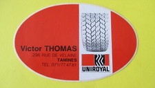 vintage sticker tires UNIROYAL Garage Victor THOMAS, TAMINES 13.5 cm / 8.5 cm