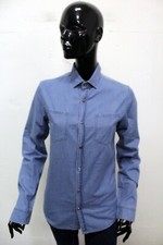 John Richmond Denim Shirt Womens Size S Cotton Chemise Shirt Logo Woman
