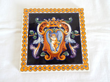 OLD TILE faience coaster Gien Renaissance model