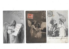 3 postcards old postcards happy new year with angels! 1904