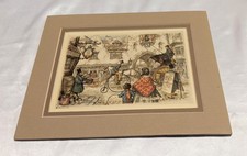 Vintage Anton Pieck Matted Print Old World Street Scene 1966 DAC NY Fits 8"X10"