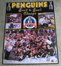 TP13 PITTSBURGH PENGUINS STARLANE 16X20 POSTER 1992 BACK TO BACK STANLEY CUP 
