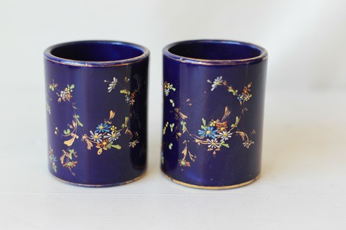 Deux pots céramique bleu - deux,