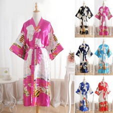 Femmes Long Satin Kimono Robe