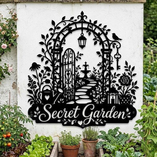 Secret garden metal sign - garden,