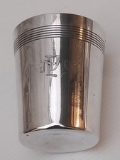 TIMBALE Métal Argenté Gobelet Décor au Filet, Monogramme M P