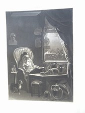 CHARLET (1792-1845) LITHO NINETEENTH SCENE ANTIQUE FURNITURE MAN CRAFT