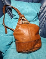  Sac à main TEXIER cuir bag cuir marron une lanière Vintage BEG