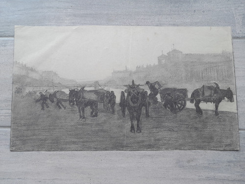 Dessin ancien vue ville - dessin,