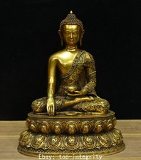 16.9" Bronze Gold Buddhism Menla Medicine Buddha Statue of God Medical