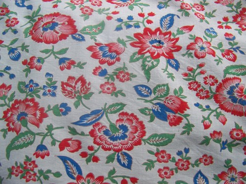 Ancien coupon tissu fleuri - de,