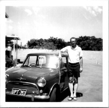Man and Austin Mini Cooper Western Australia Plates Snapshot 1960s Vintage Photo